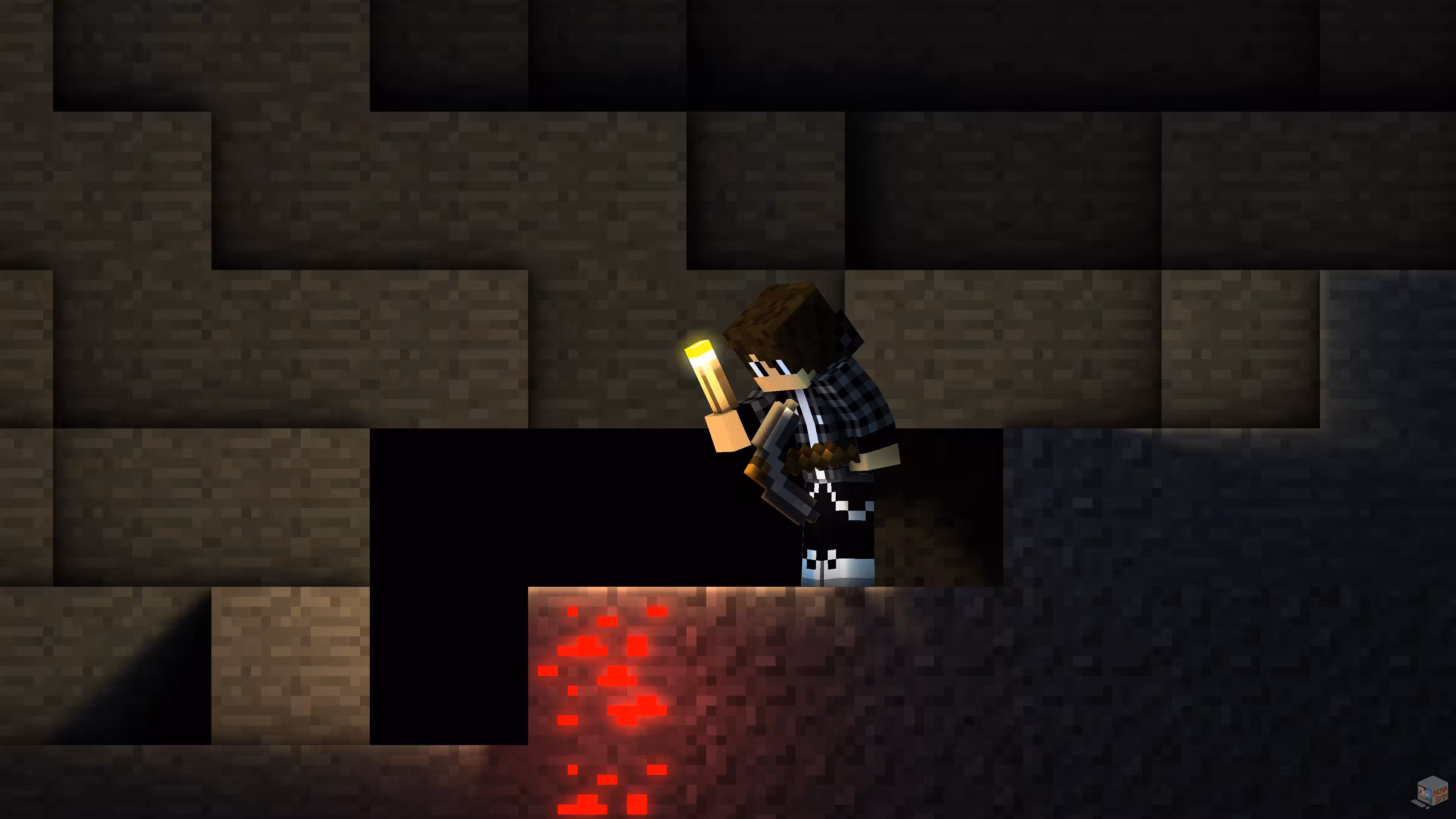 Minecraft players gathered around a crafting table