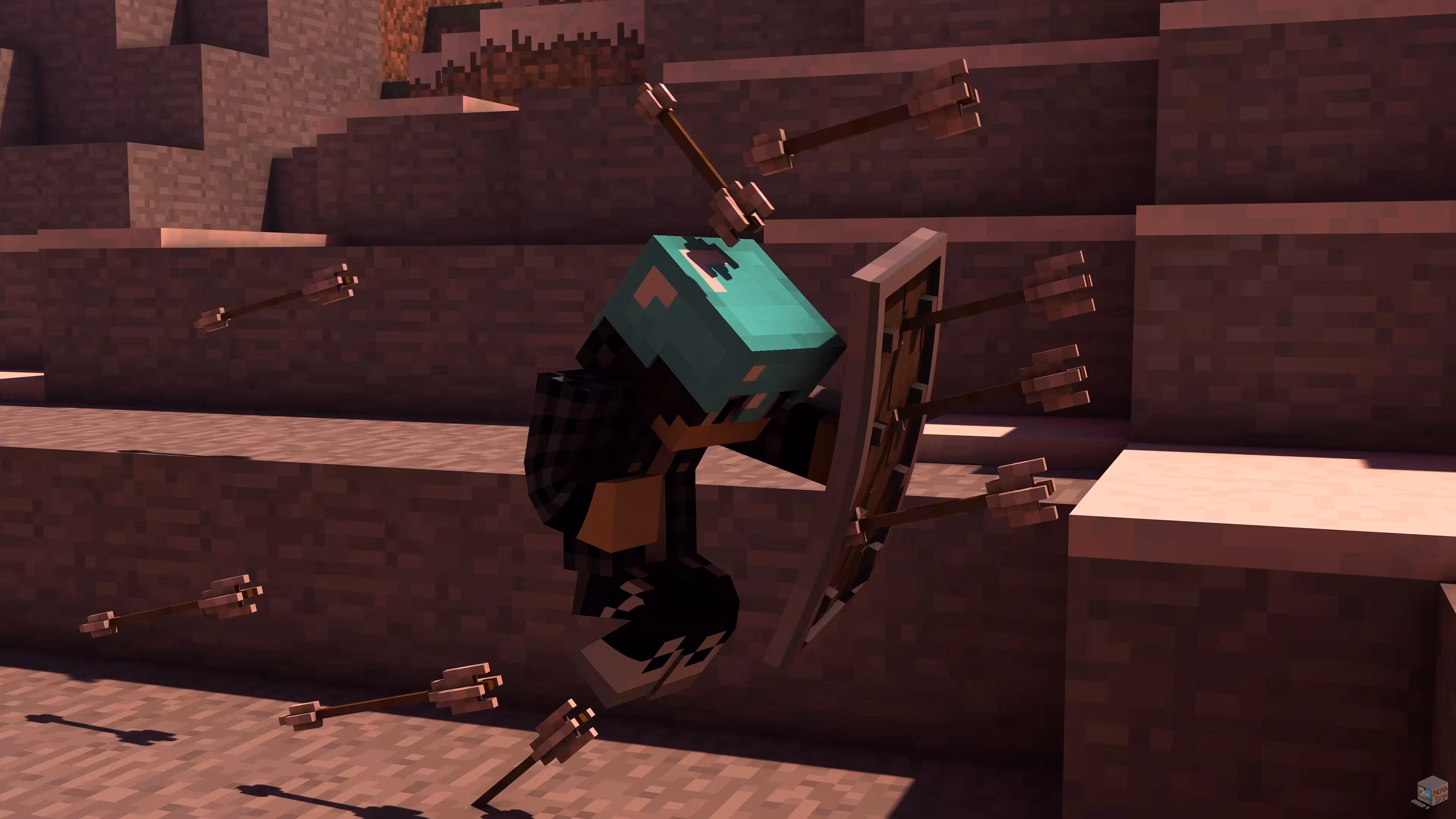 Minecraft players gathered around a crafting table